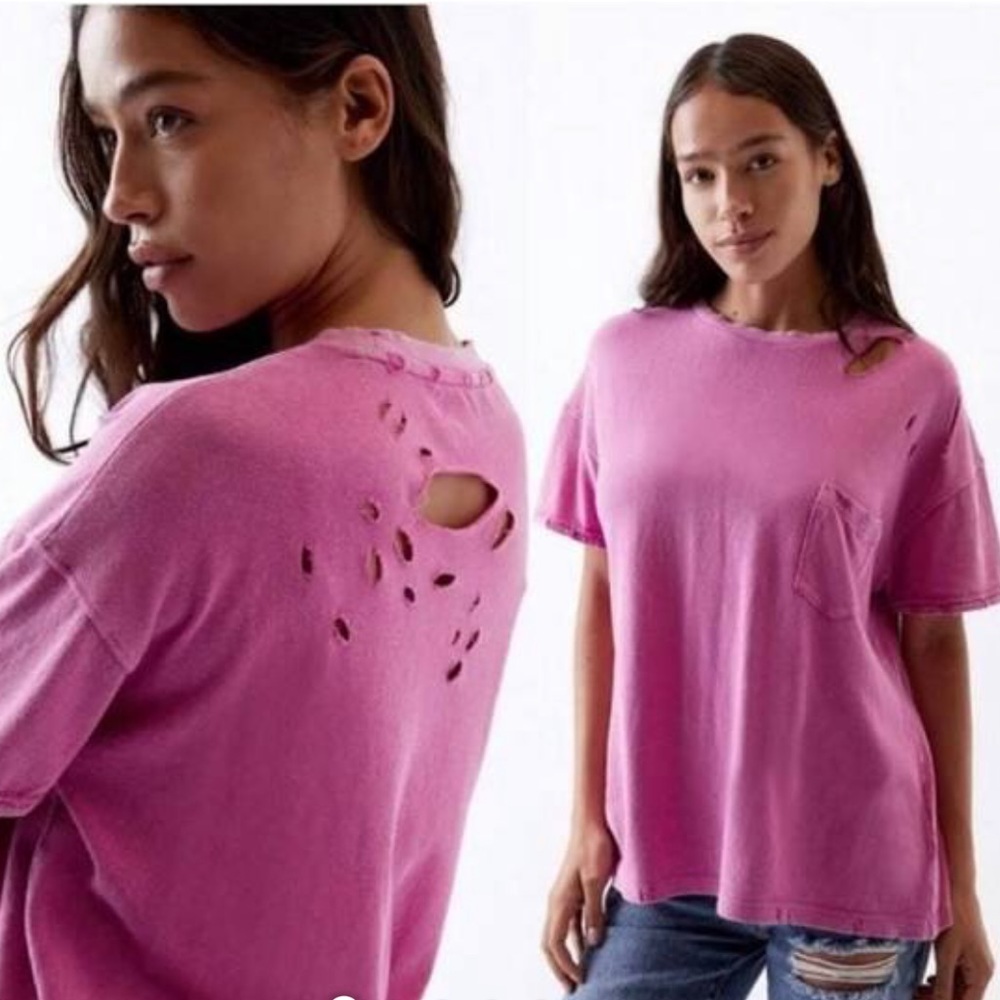 Free People Rubi Tee in Dragon Berry Pink